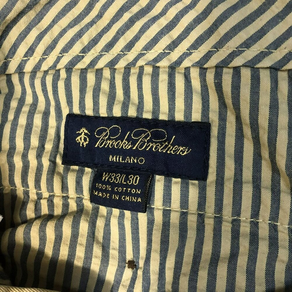 Brooks Brothers Milano Fit Khaki Chino Pants W33 L30 100% Cotton Mens - Picture 2 of 13